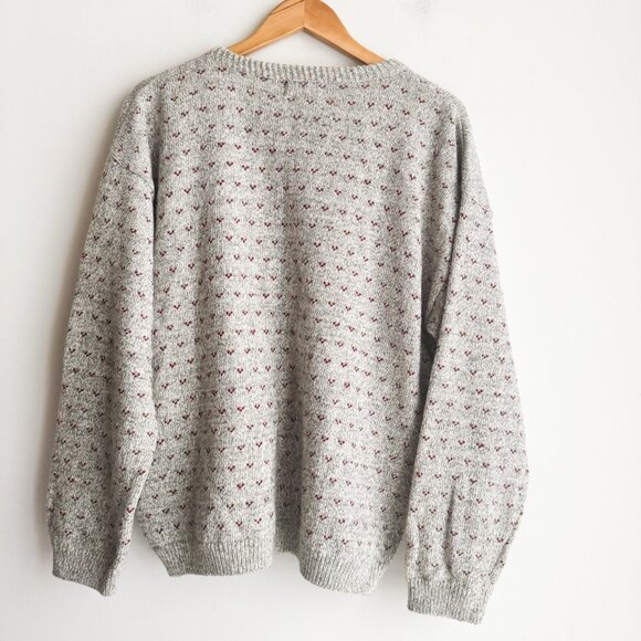 Vintage Weekend Edition Farm Hearts Print Cardigan Sweater M - Picture 5 of 5